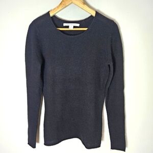 Diane Von Furstenberg Cashmere Sweater Scoop Neck Longsleeve M Medium Black